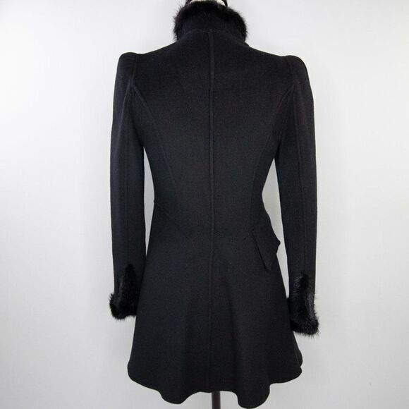 Vintage Gothic style Black Coat wool‎ blend with Mink  fur - Picture 8 of 16